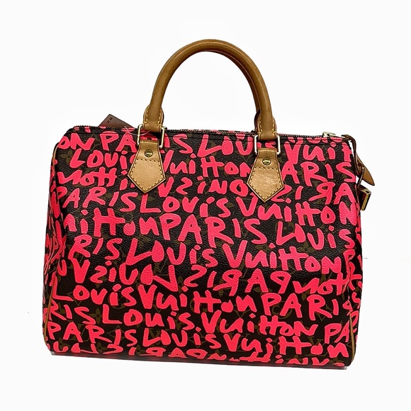 Louis Vuitton Speedy 30 Pink Brown Graffiti Sprouse Carryall Top HandleBag - Picture 2 of 16